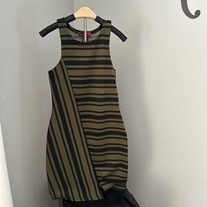 Say What? Asymmetrical Green and Black Sheath Dress